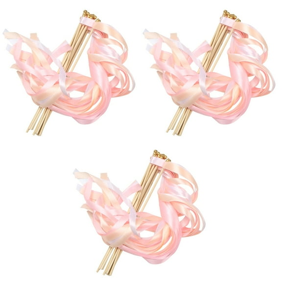 3 Count Wedding Party Favors Fairy Wands Decoration with Bells Toddler Bridesmaid Pink