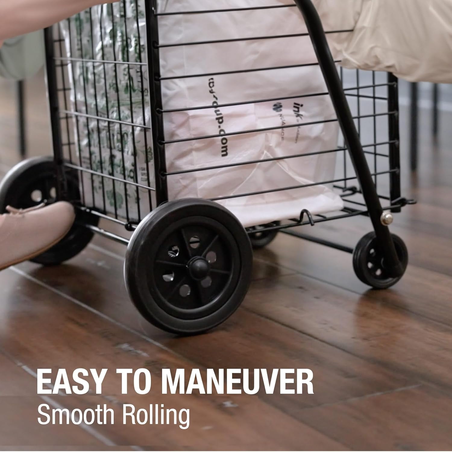 DMI Folding Utility Cart with Wheels, 90 lb Capacity, Lightweight Rolling Shopping and Laundry Cart with Carrying Case