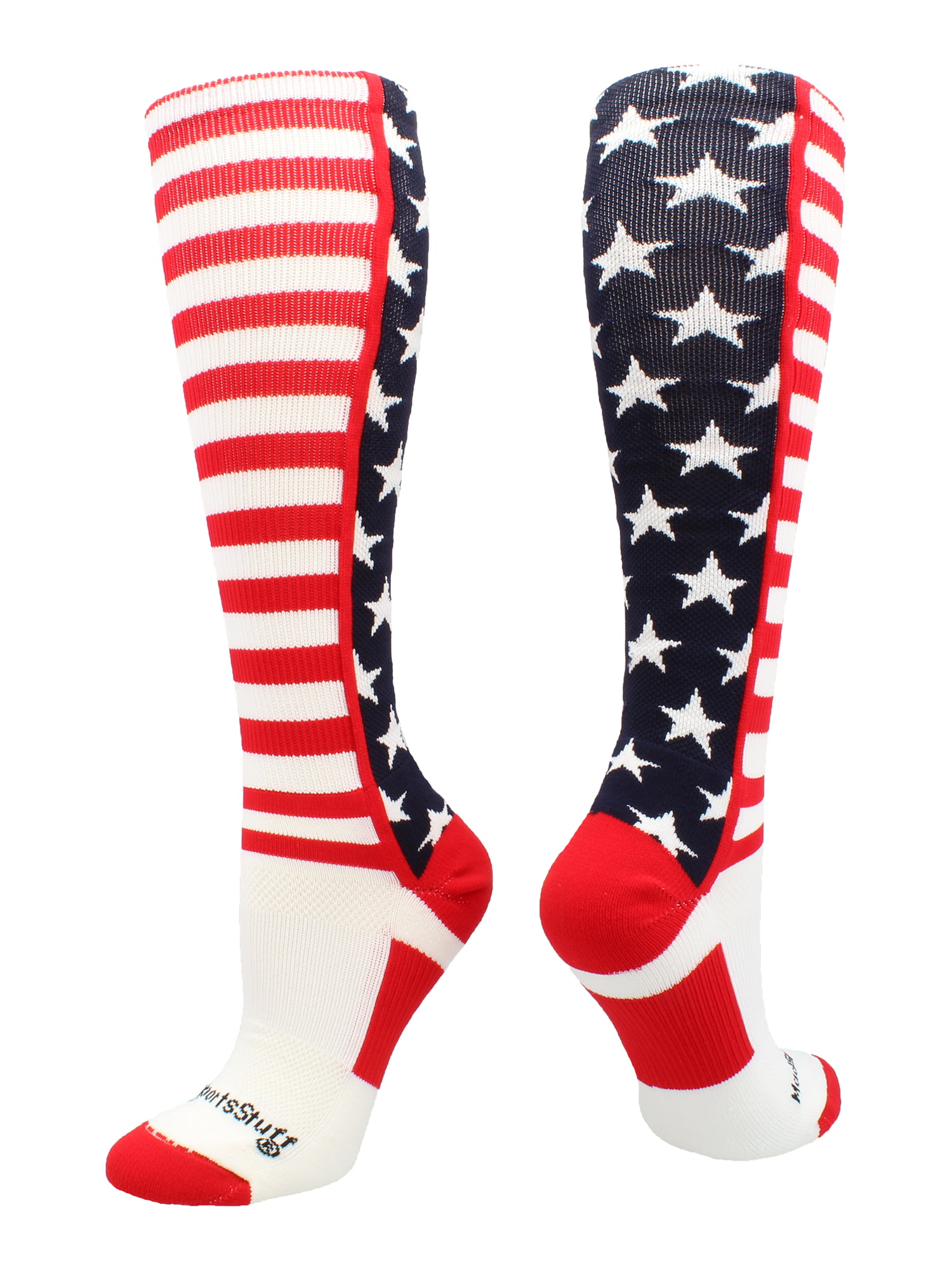 Mens Zipper Stripe Socks Red White & Blue Americana 10-13 Shoe Size 6-12 K Bell 