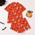 thumbnail image 5 of Halloween Womens Pajamas Shorts Set Silk Satin 2 Piece Embroidered Satin Pj Set Button-Down Silk Pj Set Collar Loungewear Sets Lightweight Sleepwear Halloweens Gifts for Him, 5 of 9