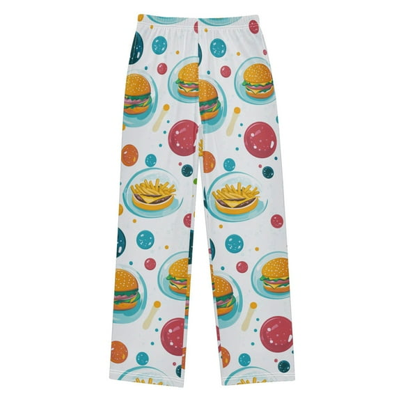 FORMRS Kids Pajama Pants with Pockets Size 6-8Y Boys Lounge Sleep Bottoms, Bubbles Hamburger