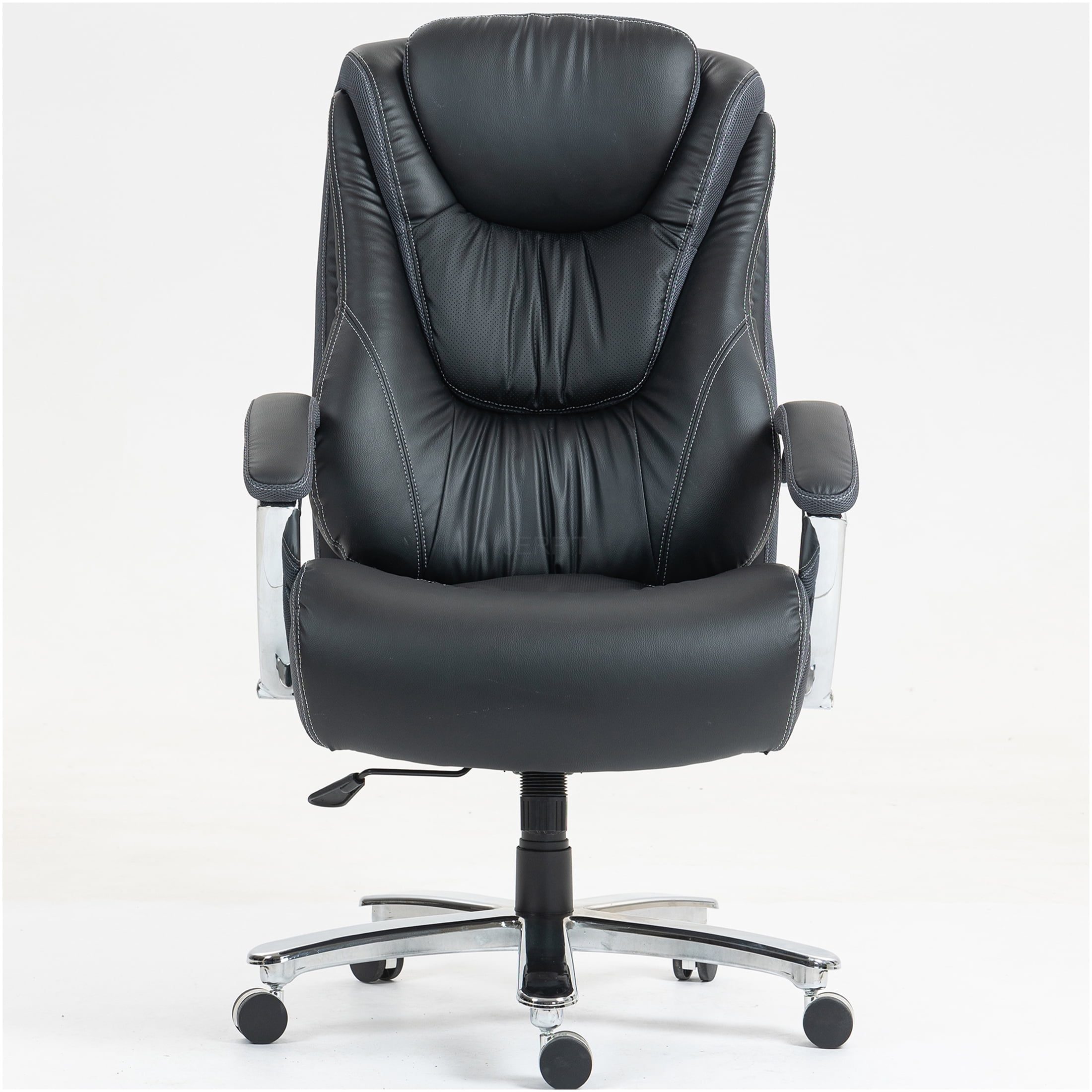 JERFIT Ergonomic Office Chair with Lumbar Support, High Back PU Leather Executive Desk Chair, Adjustable Flip Arms & Tilt for Home Office, Black