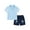 Blue, variant on CARETOO Toddler Boy Clothes 2T 3T 4T 5T Summer Casual Cotton Fabric Polo Shirt Denim Shorts Set