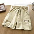 thumbnail image 4 of Sopiago Boys Lightweight Cargo Shorts Youth Drawstring Quick Dry Shorts for Boys Kids Hiking Short with Zipper Pockets (Khaki,11-12 Years), 4 of 4