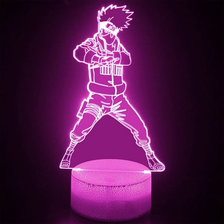 

SARZI Cartoon Naruto 3D Night Light Creative Color-changing Desk Lamp Touch Remote Atmosphere Light Kakashi-Colorful Crackle