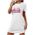 thumbnail image 1 of Robe de Nuit pour Femmes, Chemises de Nuit Douces et Confortables à Manches Courtes, Robe de Nuit Imprimée Cœur pour Femmes, Blanche P, 1 of 5