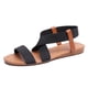 thumbnail image 1 of Sandalias planas elásticas para mujer sandalias con correa cruzada antideslizantes sólidas para viajes al aire libre, 1 of 6