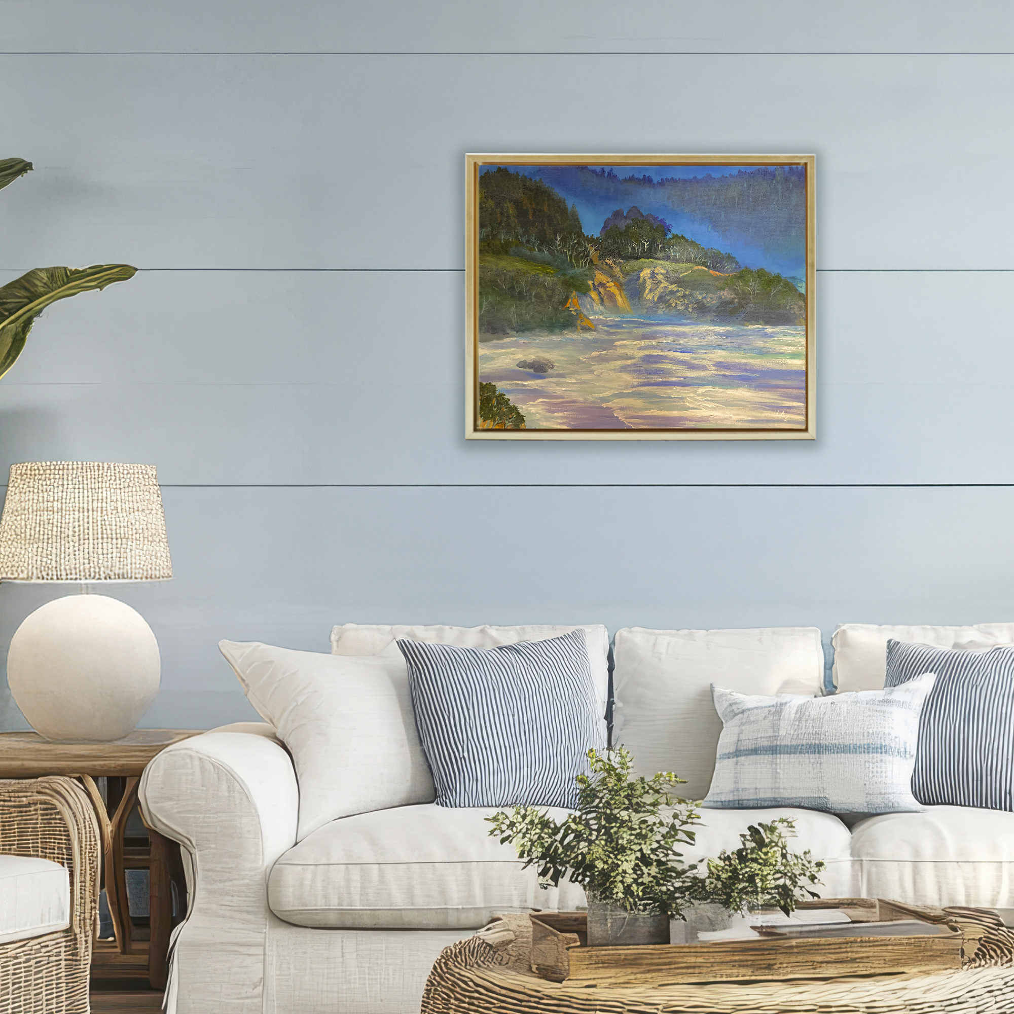 Stupell Industries Natural Wilderness Coastline Gold Framed Floater Canvas Wall Art, design by Lee Ann Zirbes