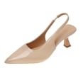 thumbnail image 2 of DIVVce Closed Toe Sandals Women Slingback Block Kitten Heel Pumps Glossy Patent Slip On Formal Wedding Office Dress Event Footwear, 2 of 8