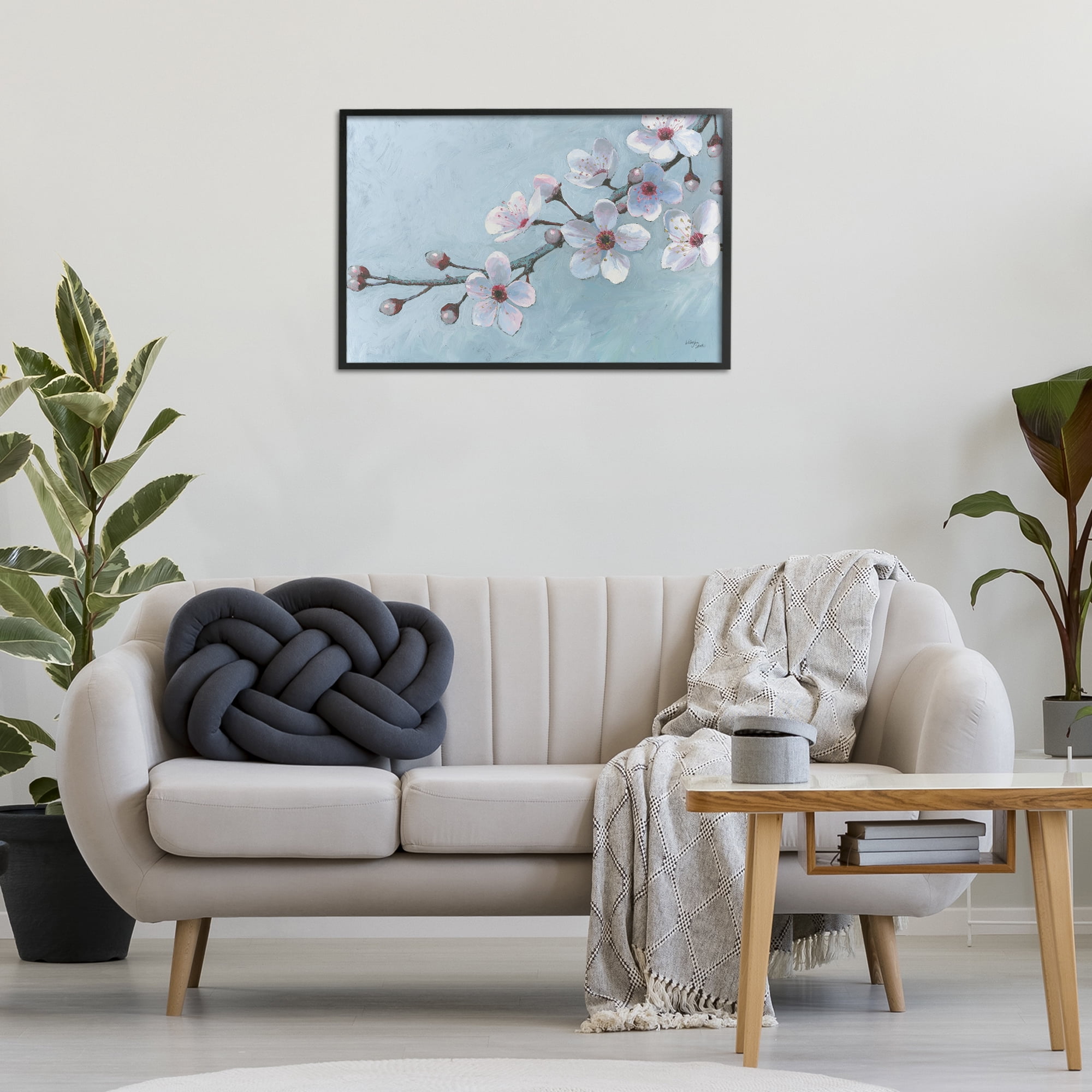 Stupell Industries Branch of Blossoms Botanical & Floral Painting Black Framed Art Print Wall Art, 30 x 20