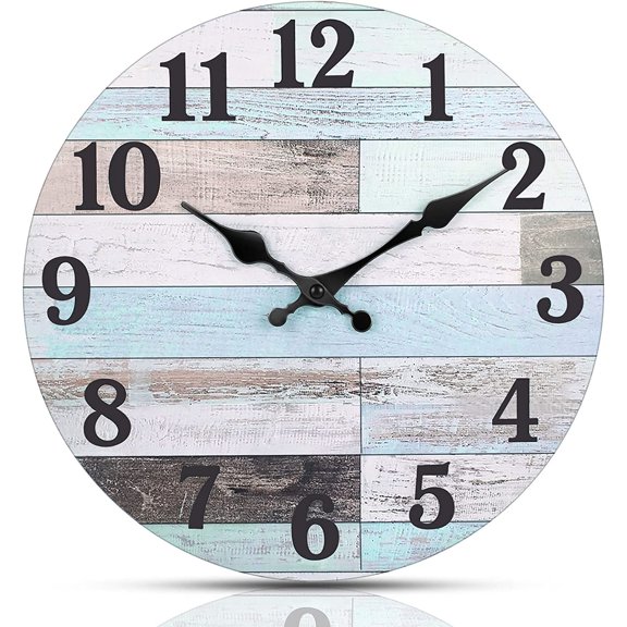 Wood Wall Clock for Living Room,Silent Wall Clock Battery Operated, Non Ticking Bathroom Clock,Decorative Wall Clock for Bedroom,Kitchen, Home