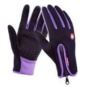 Sunisery Unisex Touch Screen Warm Gloves PU Leather Purple L