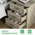 thumbnail image 3 of Nightstand with 3 Drawers, 24" Wide Farmhouse Bedside End Table, Rustic Wood Side Table Night Stand with Mental Handle, Tall Modern Small Dresser Chest of Drawers for Bedroom, Living Room, Dorm, Grey, 3 of 13