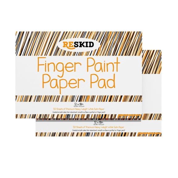 Reskid Large Finger Paint Paper Pad (12 x 18 inches) - 50 Sheets, 2-Pack - Kids Art Supplies, Fingerpaint Paper for Toddlers and Kids, Paint Pad for Kids, Kids Art Paper (12x18 (2PACK))