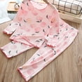 thumbnail image 2 of YDFCWX Pajamas for Girls Little Girls 2 Piece Jammies Set Girls Soft Pajamas Long Sleeve Daily Sleepwear Red,6-12 Months, 2 of 7