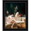 A Bath, Woman Bathing Her Feet 20x23 Black Ornate Wood Framed Canvas Art by Gerome, Jean Leon