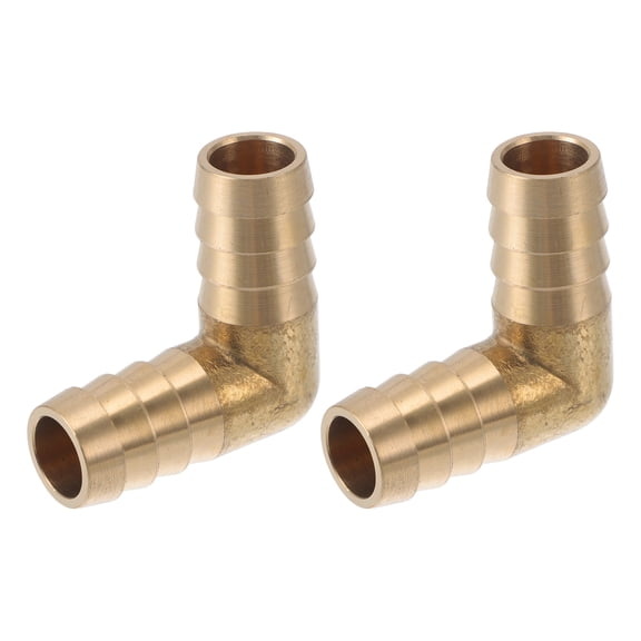 Brass Hose Barb Fittings 1/2" 90 Degree Connector for Air Water Oil Gas Fuel 2 Pcs Gold Tone