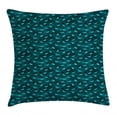 thumbnail image 1 of Turquoise Blue Throw Pillow Cushion Cover, Waterfowl Bird Silhouettes on Abstract Swirling Wave Lines, Decorative Square Accent Pillow Case, 20" X 20", Dark Petrol Blue Turquoise, by Ambesonne, 1 of 2