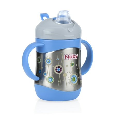Nuby 2 Handle Stainless Steel Cup with No Spill Soft Spout,