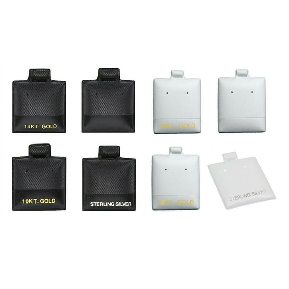 1" x 1" White Sterling Silver Earring Display Puff'ed Cards 100-Pcs Vinyl Card