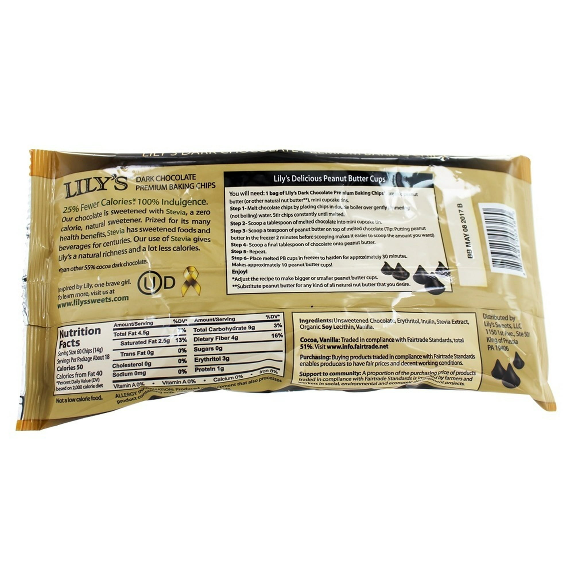 Lily's chocolate chips calories