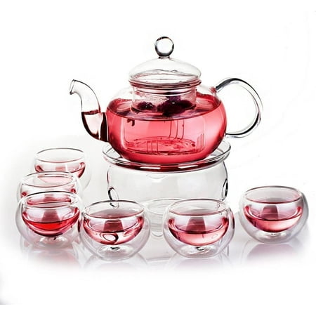 

HUPIMA 11pcs PC Glass Filter Tea Kettle Warmer 6 Cup Set Version 27 oz