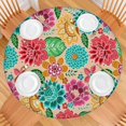 thumbnail image 2 of Pioneer Flower Floral Print Pattern Round Fitted Tablecloth with Elastic Edge,Dining Table Cover Waterproof,Outdoor Round Tablecloth for Camping,Dining,Indoor and Outdoor, 2 of 7