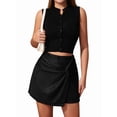 thumbnail image 2 of Faux Suede Mini Skirt Fall Winter Bodycon Short Suede Mini Skort for Women Black S, 2 of 9