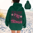 thumbnail image 2 of NinXxx Women's Print Hoodie Pullover for Daily Fall Winter Wear Dark Green XL, 2 of 8