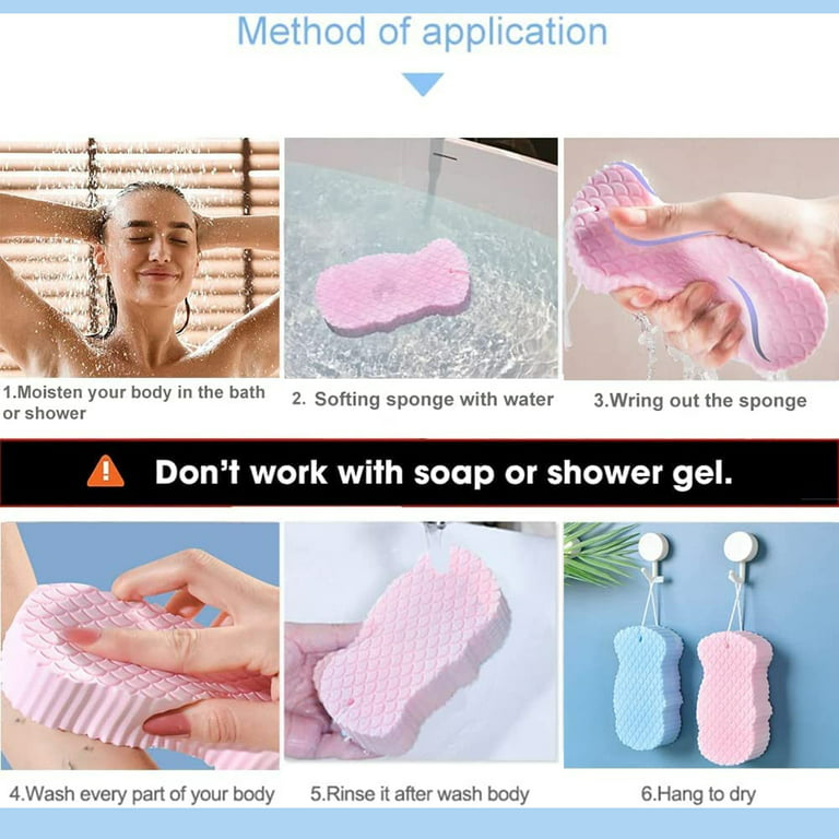 4Pcs Ultra Soft Bath Sponge for Shower, Super Soft Exfoliating Sponge, Spa  Scrubber, Dead Skin Scrubber, Bath Sponge for Adults, Kids and Pregnant