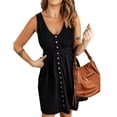 thumbnail image 3 of Vestido de mujer,Vestido de mujer Vestido de cintura alta con cuello en V Vestido sin mangas Rendimiento probado, 3 of 6