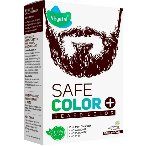 Tinte de pelo para barba, vegetal, seguro, marrón oscuro, 25 g, orgánico