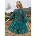 thumbnail image 5 of JYLFC Womens Lace Bathing Suit Cover Up V-Neck Swimsuit Coverups Loose Swimwear Beach Dress Beachwear, Green, 5 of 7