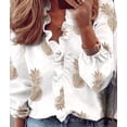 thumbnail image 5 of Womens Dressy Casual Blouse Business Long Sleeve Tops Ruffle V Neck Work Shirt Fall Outfit Long Sleeve - Pineapple M, 5 of 7