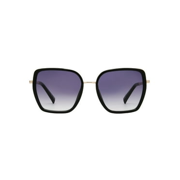 Foster Grant Black and Gold Rectangle Women's Fashion Sunglasses