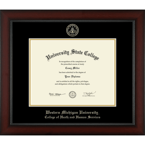 Western Michigan University College of Health and Human Services Diploma Frame, Document Size 11" x 8.5"