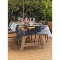 thumbnail image 4 of 60x120 Inch Outdoor Tablecloth with Umbrella Hole Zipper Rectangle Gray Yellow Oil Painting Rectangular Tablecloths Outside Waterproof Modernism Minimalist City Patio Table Cover for Picnic Party, 4 of 8