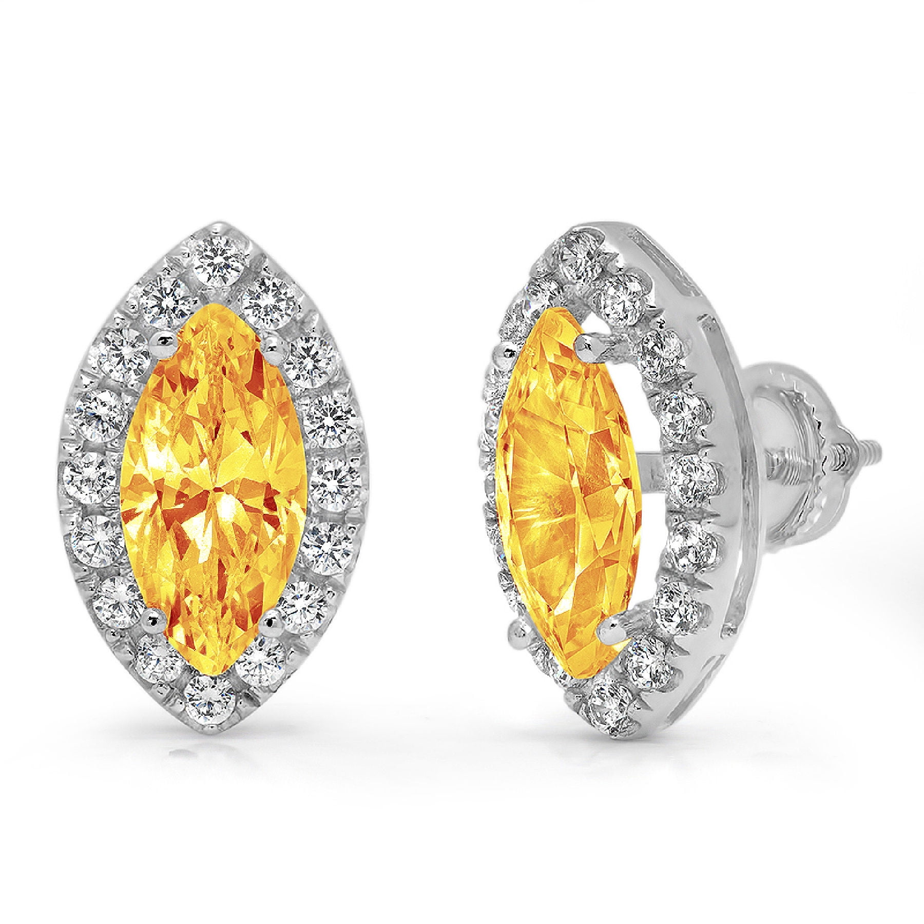 Details about   3.50 Ct Round Cut Canary Earrings Studs Solid 14K Yellow Gold Screw Back Martini