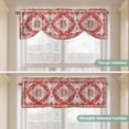 thumbnail image 5 of Orange Red Boho Tie Up Valance Curtains for Windows, Kitchen Curtains Window Treatments, Vintage Flower Tribal Distressed Printed Short Window Shades Valances for Bedroom Bathroom Cafe 42"x12", 5 of 8
