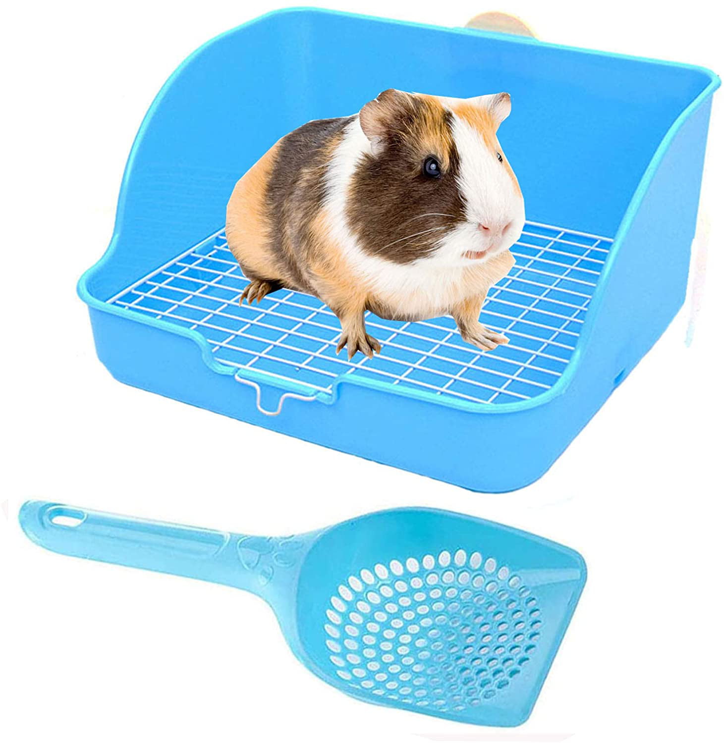 Hamiledyi Rabbit Cage Litter Box with Drawer Large Toilet Trainer Potty Corner Pet Pan for Adult Hamster Ferret Guinea Pig Chinchilla and Other Animals 