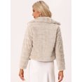 thumbnail image 4 of Abrigo de piel sintética para mujer Allegra K Caqui Claro XL, 4 of 6