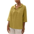 thumbnail image 2 of Nrmvnmi Summer Saving 2024 Womens Button Down Shirts Long Sleeve Collared Dress Shirts Cotton Button Up Oversized Blouses Tops Casual with Pockets For Women Gifts, 2 of 8