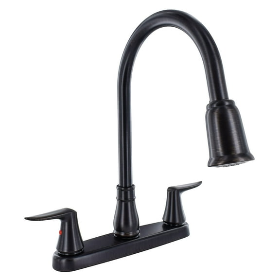 PF221503 Faucet 8" Deck Rubbed Bronze Hi-Arc Spout Pull-Down 2-Handle