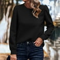 thumbnail image 2 of Besolor Womens Fall Tunic Tops Round Neck Long Sleeve Basic Shirt Casual Loose Solid Color Pullover Blouse, 2 of 8