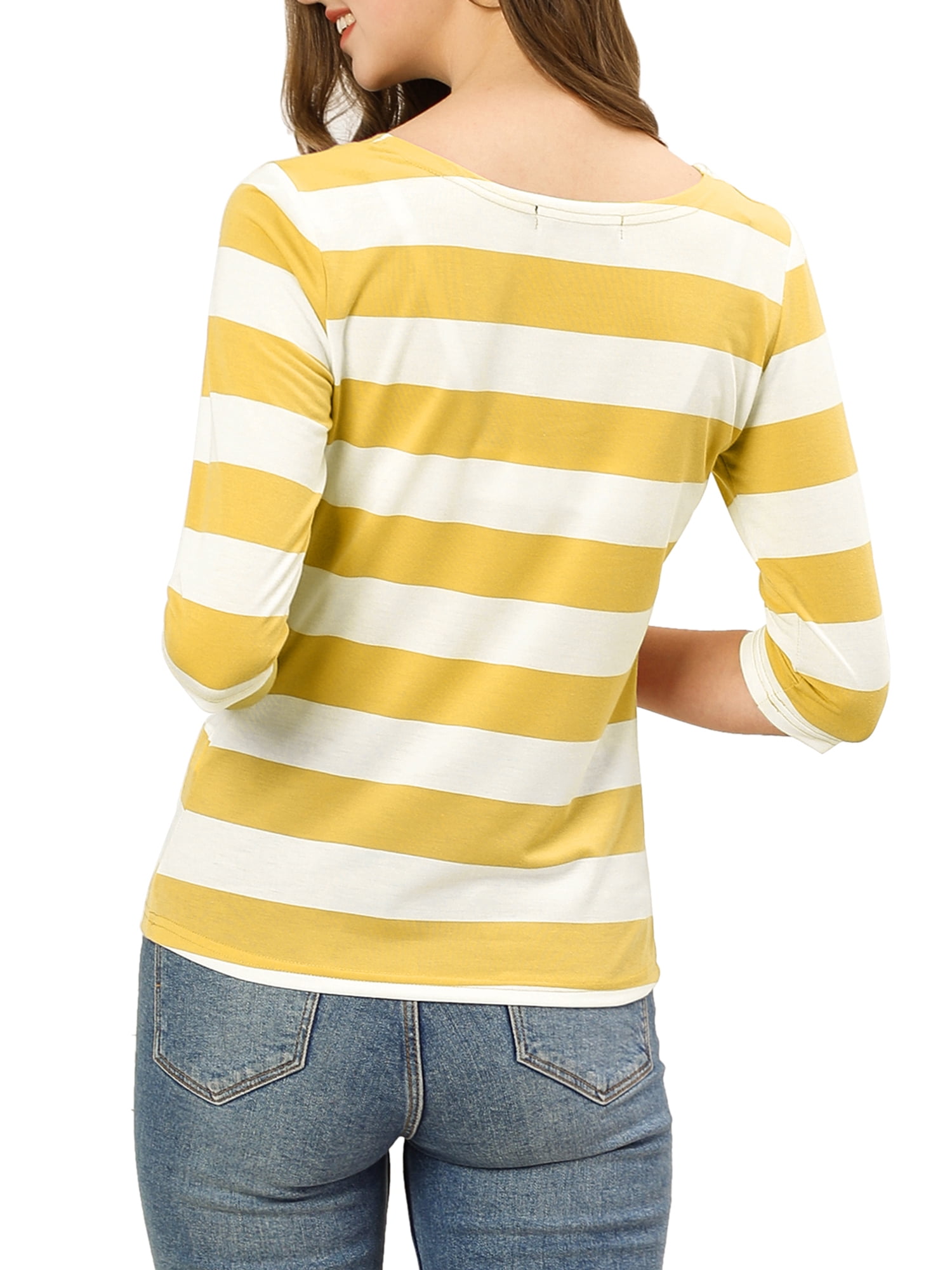 DARING DIVA Women's Halloween Costume Boat Neck Top T-Shirts M Yellow White