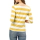 thumbnail image 3 of Camisetas de rayas para mujer Inspire Chic, corte ajustado, mangas de codo, cuello barco, talla S, amarillo y blanco, 3 of 7
