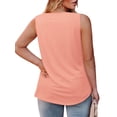 thumbnail image 3 of VOGRACE Plus Size Tops for Women Summer Square Neck Tanks Floral Pleated Shirts Coral 4XL, 3 of 7