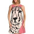 thumbnail image 1 of Fotbe Pink Cheetah Art Vestido de Verano sin Mangas para Mujer – Vestido Midi Línea A, Estilo Camiseta Floral, Vestido Playero Casual y Fluido, 1 of 7