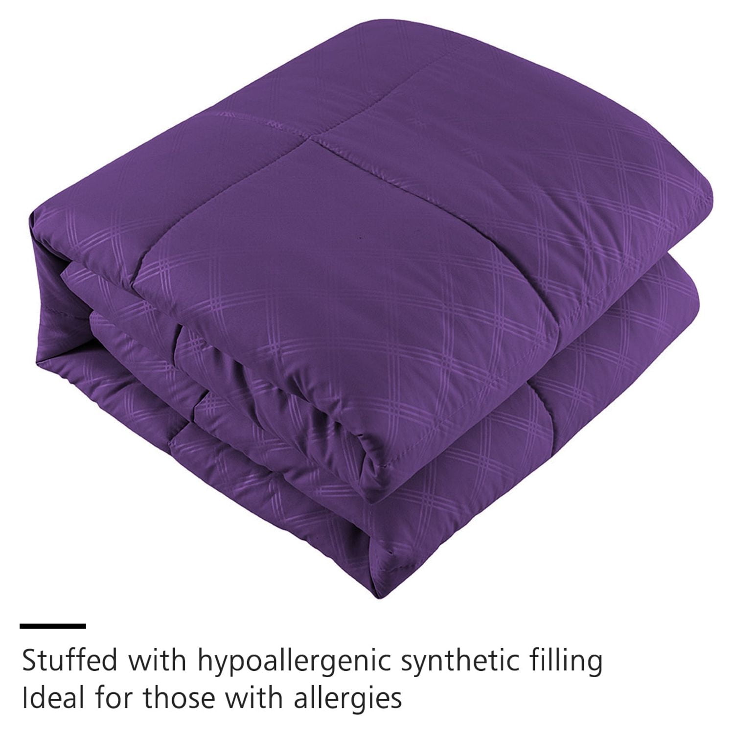 10 Pieces Bed in a Bag Bedding Comforter Set,Quilted Diamond Pattern, King,Purple