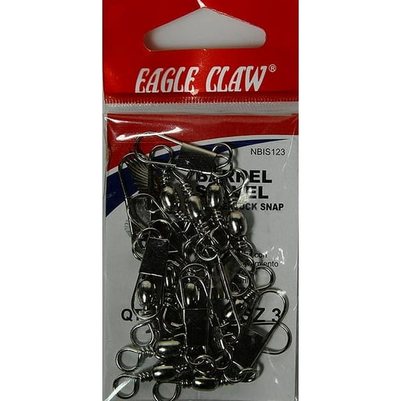 Eagle Claw Barrel Swivel with Interlock Snap, Nickel, Size 3